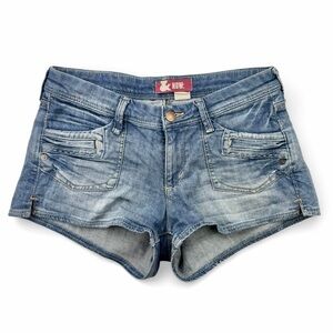 Y2K &NOW Denim Micro Shorts Low Rise Festival Booty Shorts Size